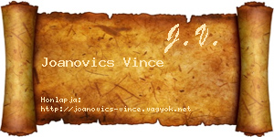Joanovics Vince névjegykártya